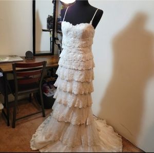 Melissa Sweet Beaded Tiered Lace Wedding Dress